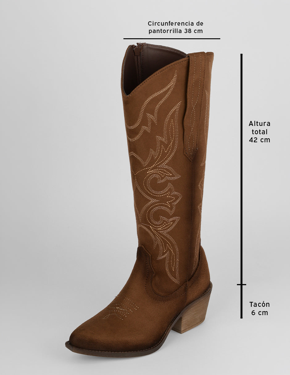 Botas tipo western West en Gamuza – Café
