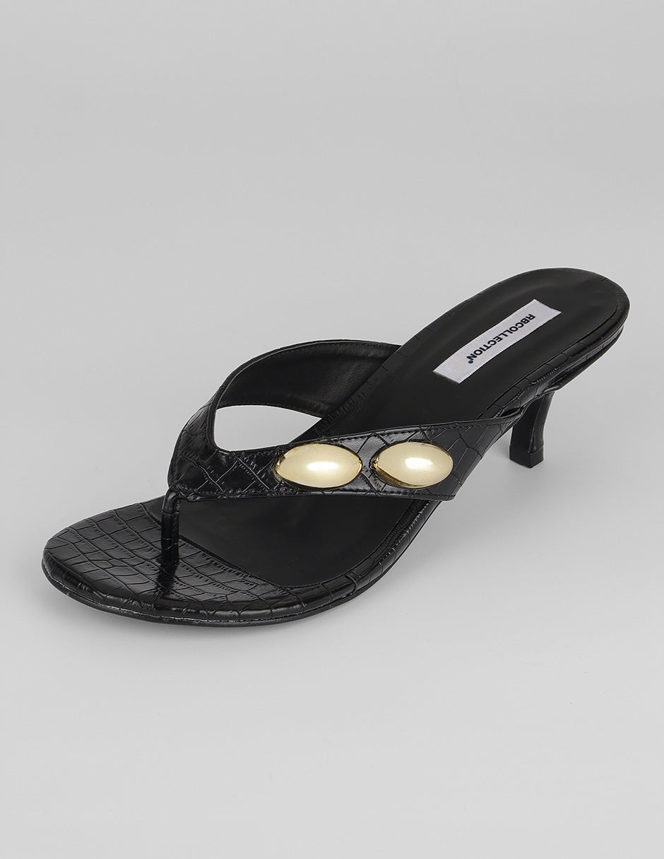 Sandalia con tacón Ave en Charol – Negro