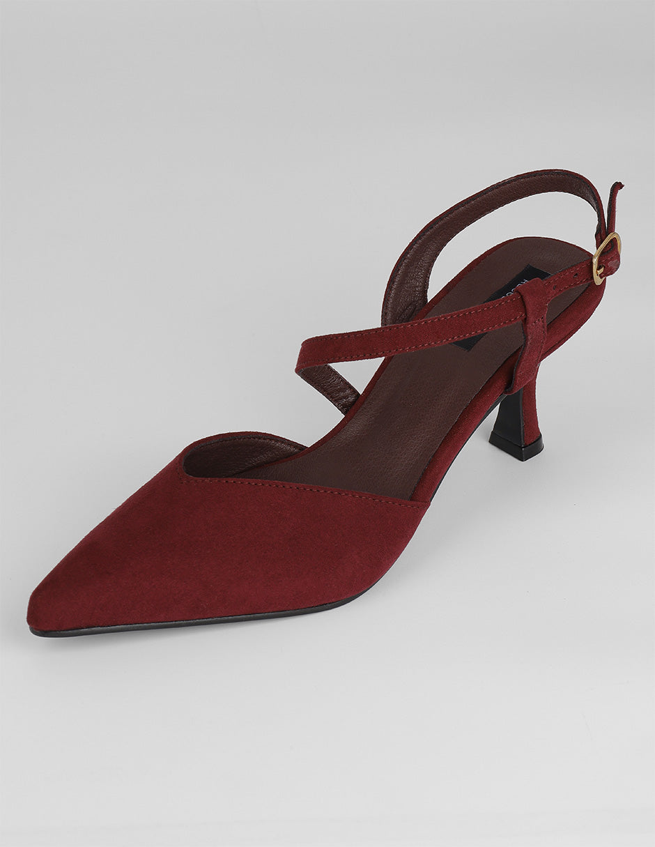 Zapatillas Slingback en Gamuza – Rojo