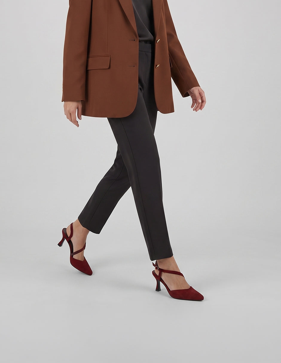Zapatillas Slingback en Gamuza – Rojo