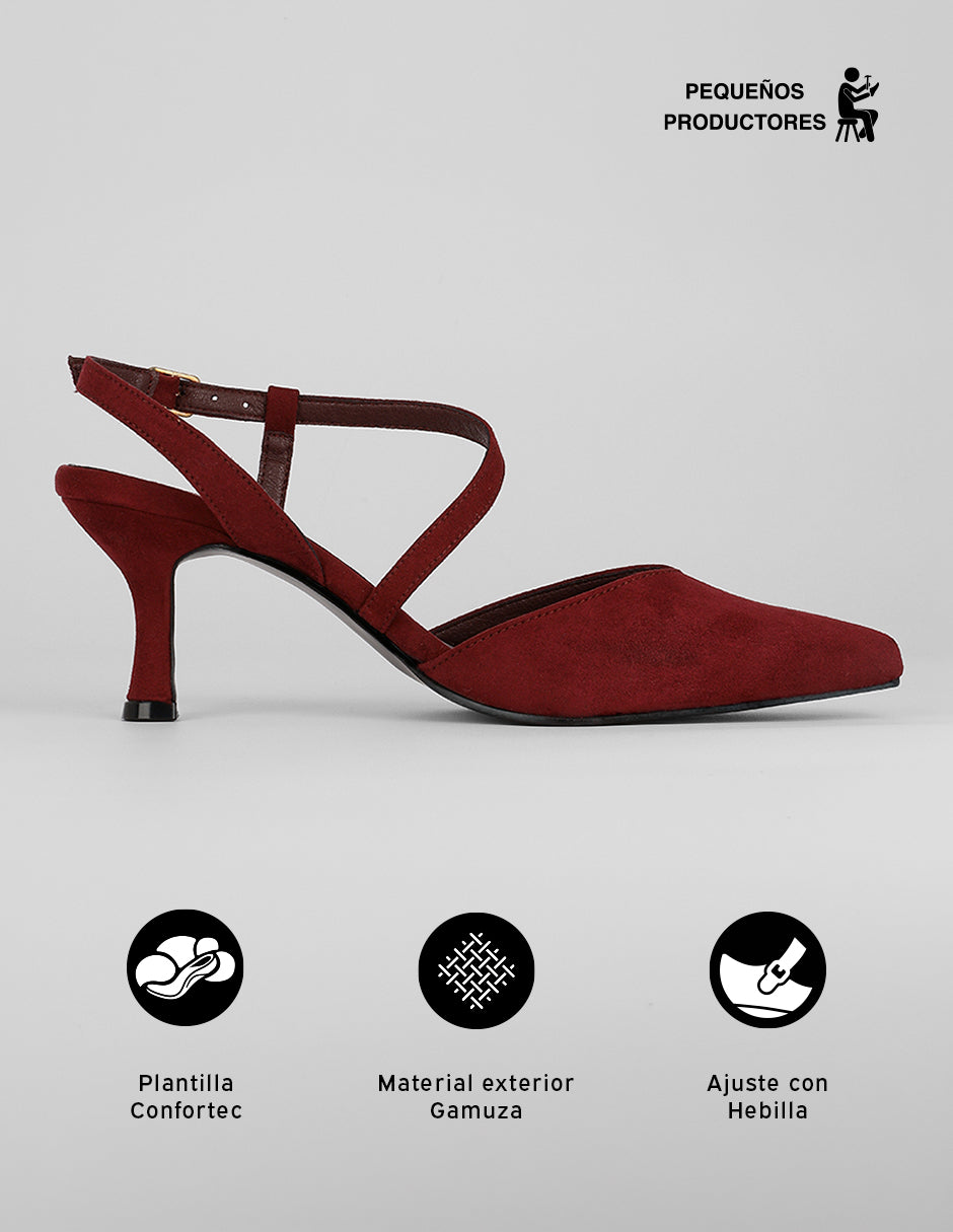 Zapatillas Slingback en Gamuza – Rojo