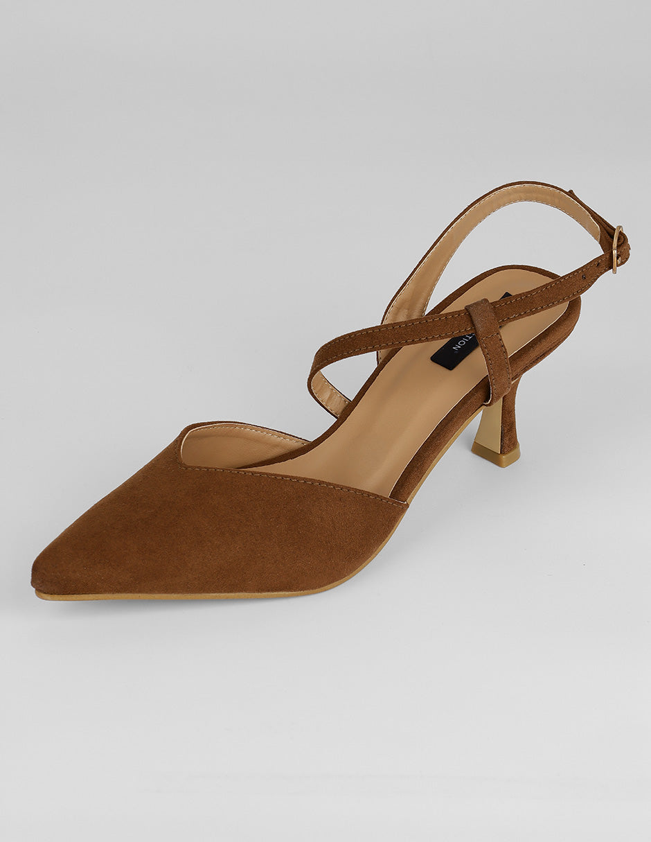 Zapatillas Slingback en Gamuza – Café