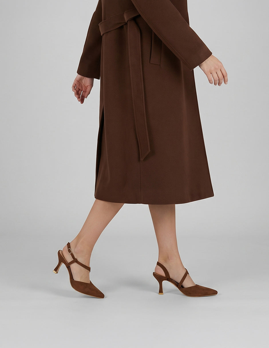Zapatillas Slingback en Gamuza – Café