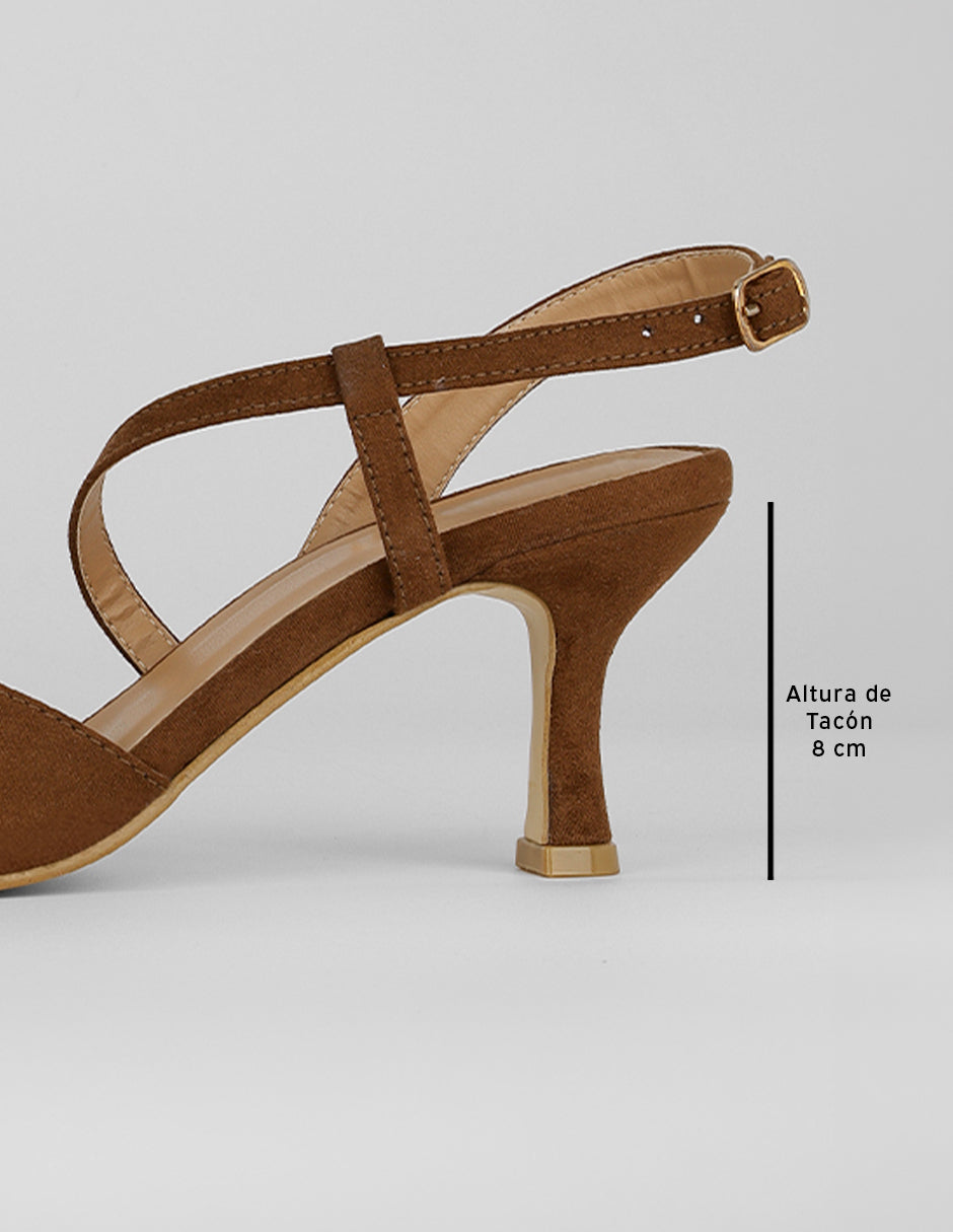 Zapatillas Slingback en Gamuza – Café