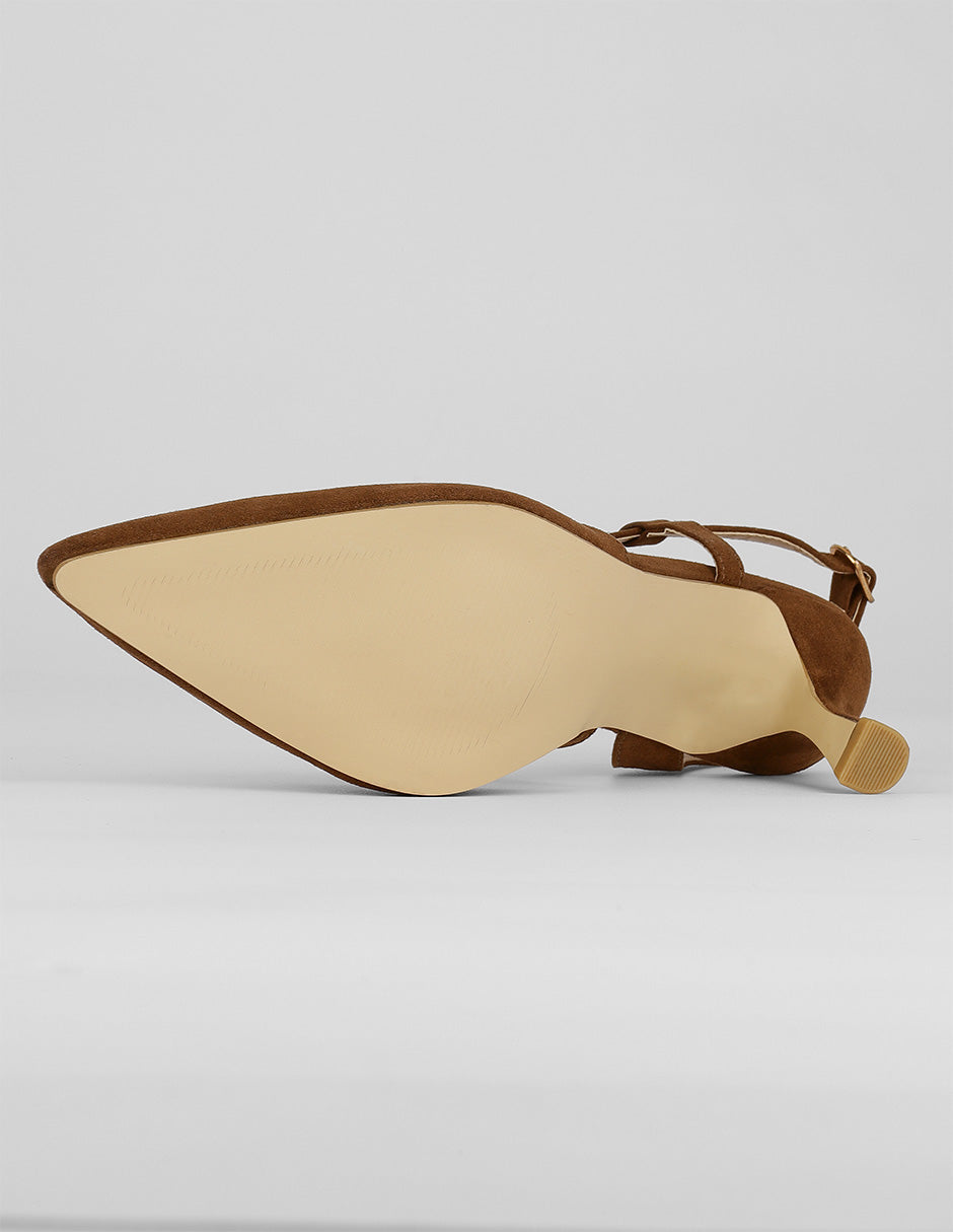 Zapatillas Slingback en Gamuza – Café