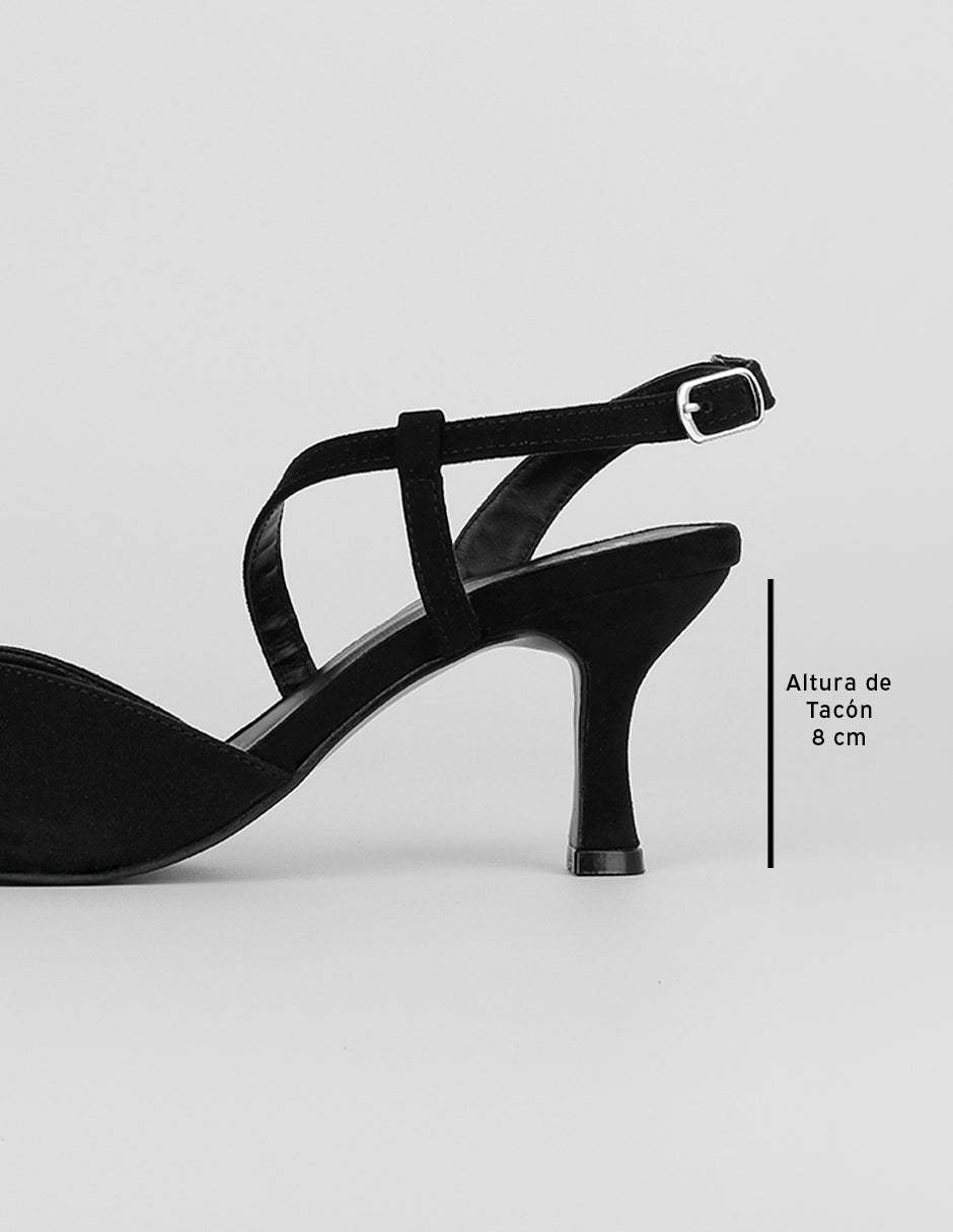 Zapatillas Slingback en Gamuza – Negro
