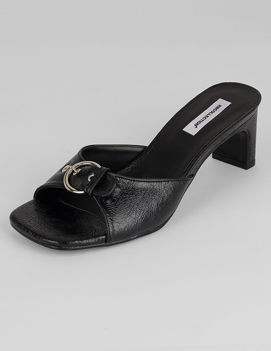 Sandalia con tacón Ave en Piel vegana – Negro