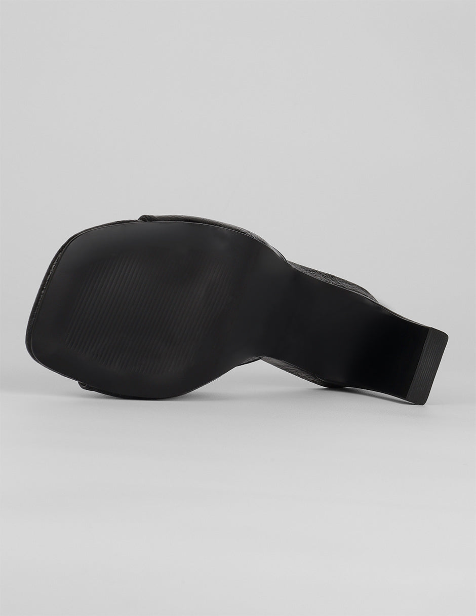 Sandalia con tacón Ave en Piel vegana – Negro