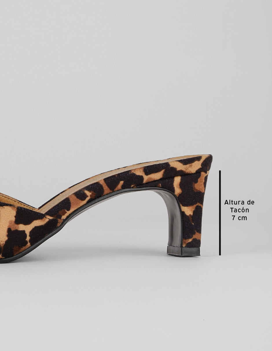 Sandalia con tacón Ave en Textil – Animal print