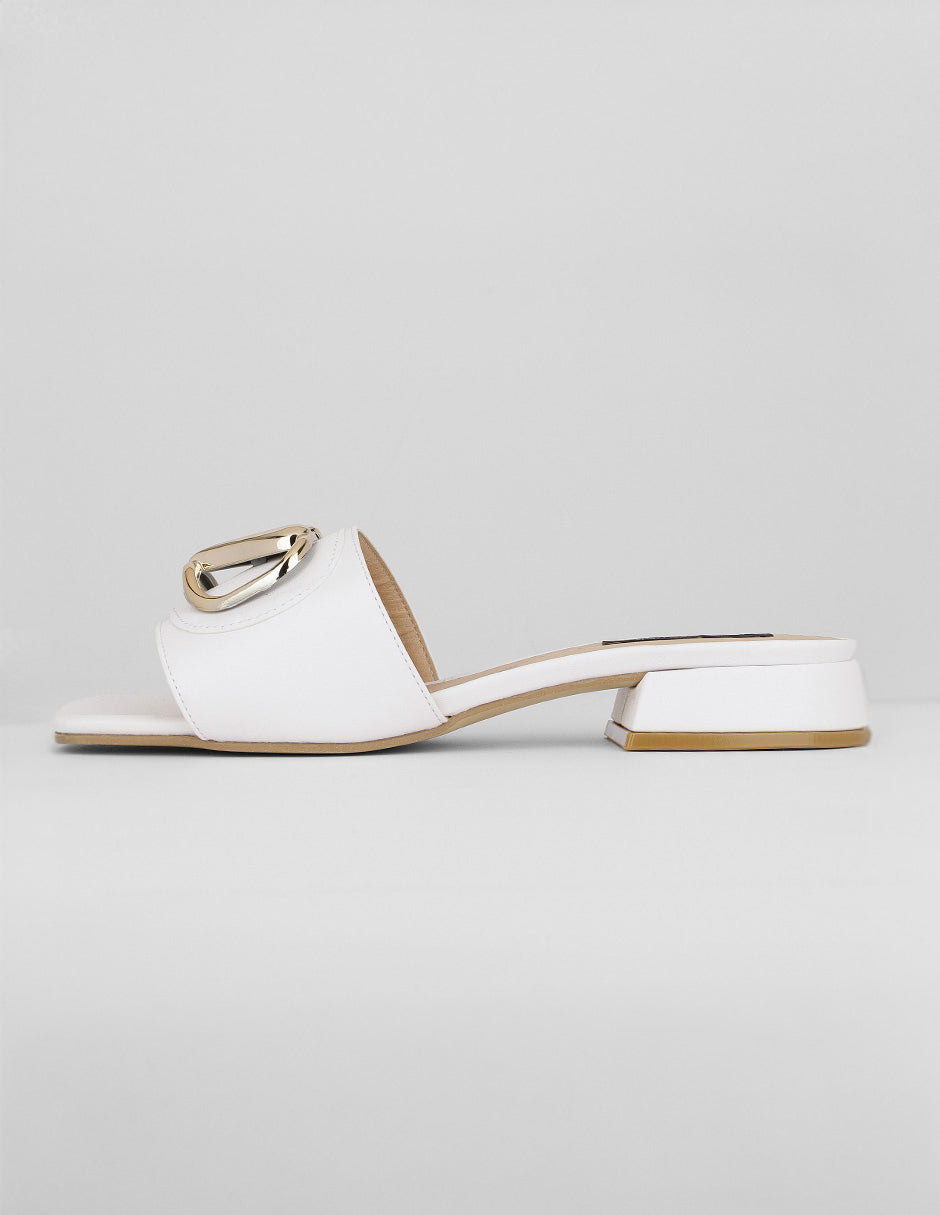Sandalias de piso Exterior Piel vegana Color Blanco Para Mujer De RBCOLLECTION