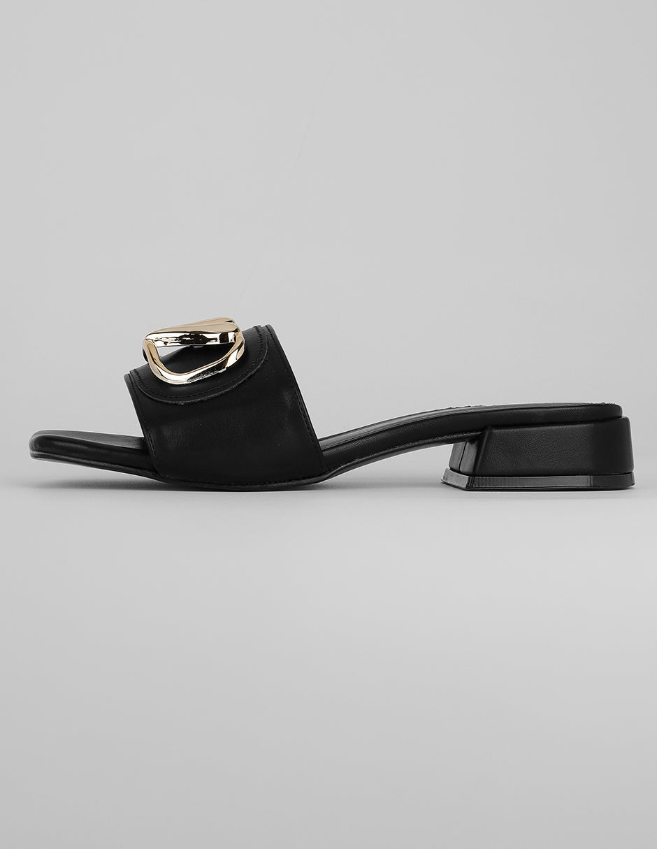 Sandalias de piso Exterior Piel vegana Color Negro Para Mujer De RBCOLLECTION