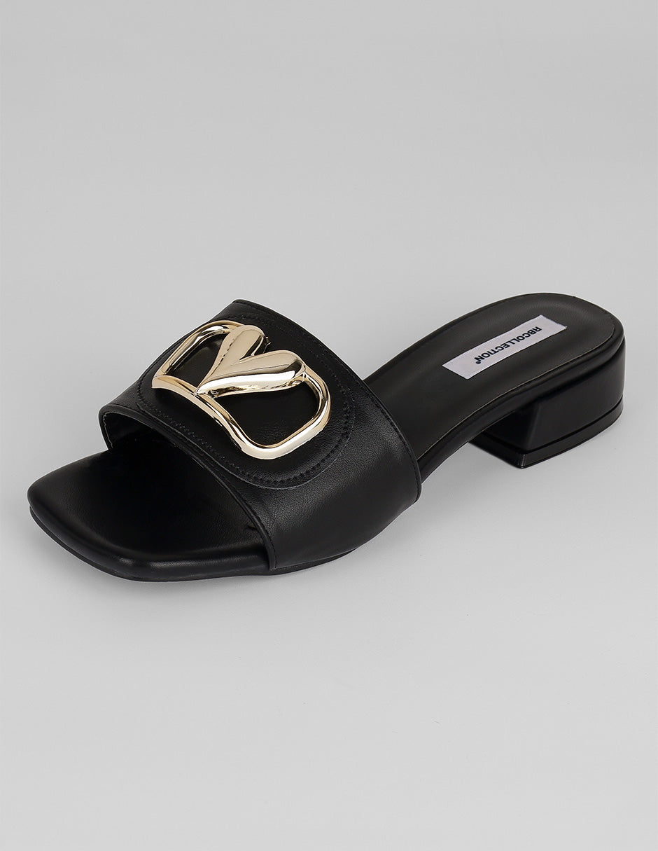 Sandalias de piso Alnia en Piel vegana – Negro