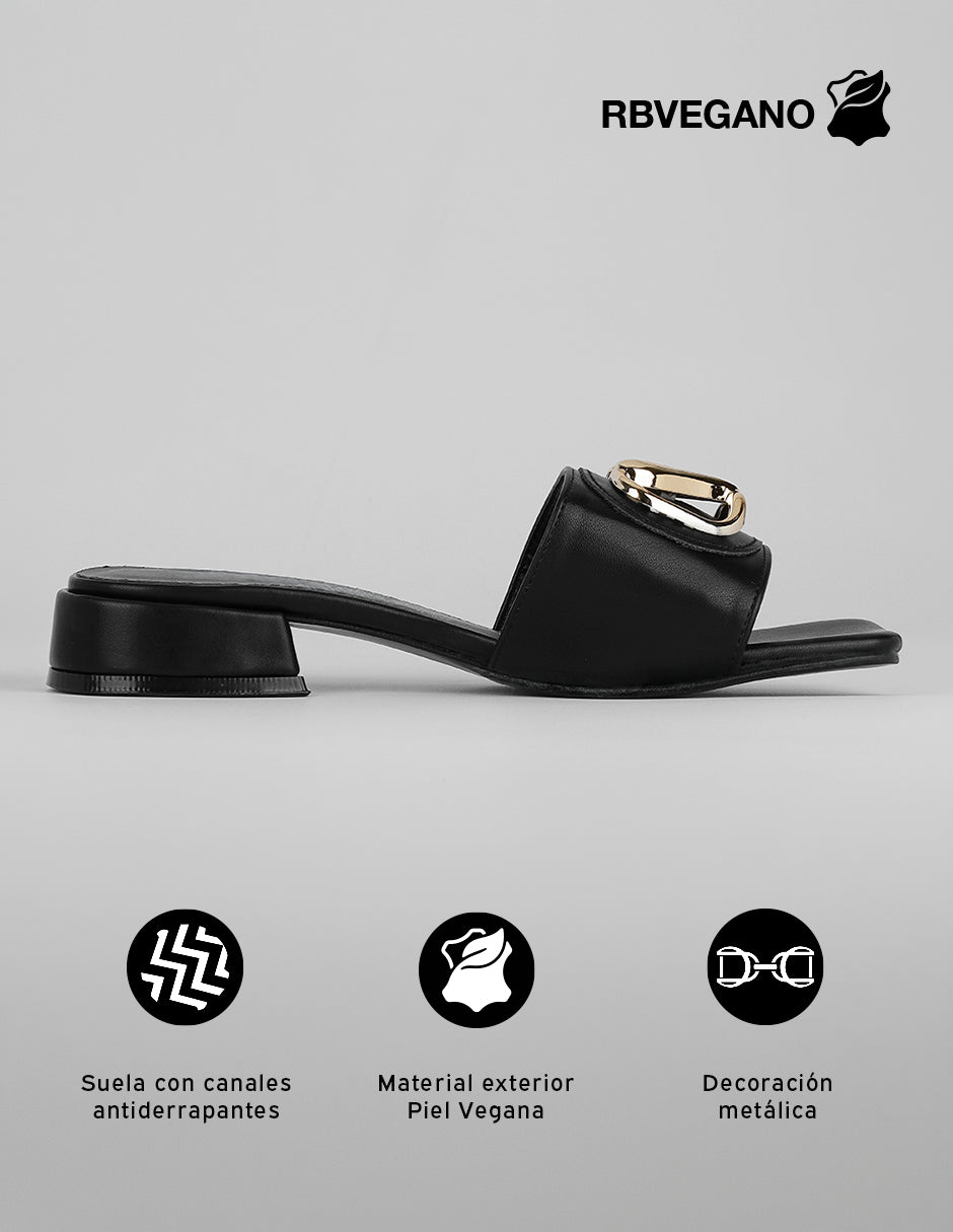Sandalias de piso Alnia en Piel vegana – Negro