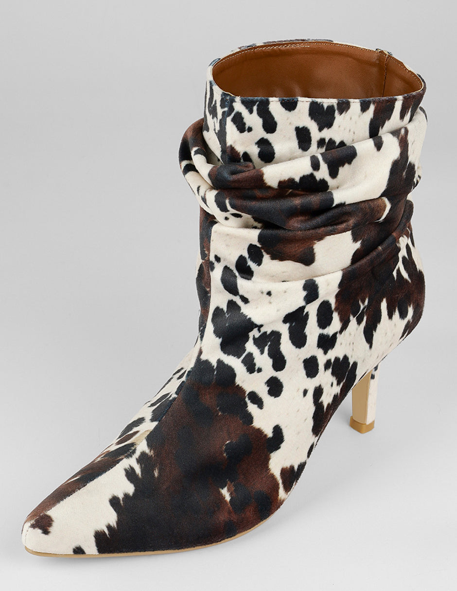 Botín con tacón Kitten en Textil – Animal print