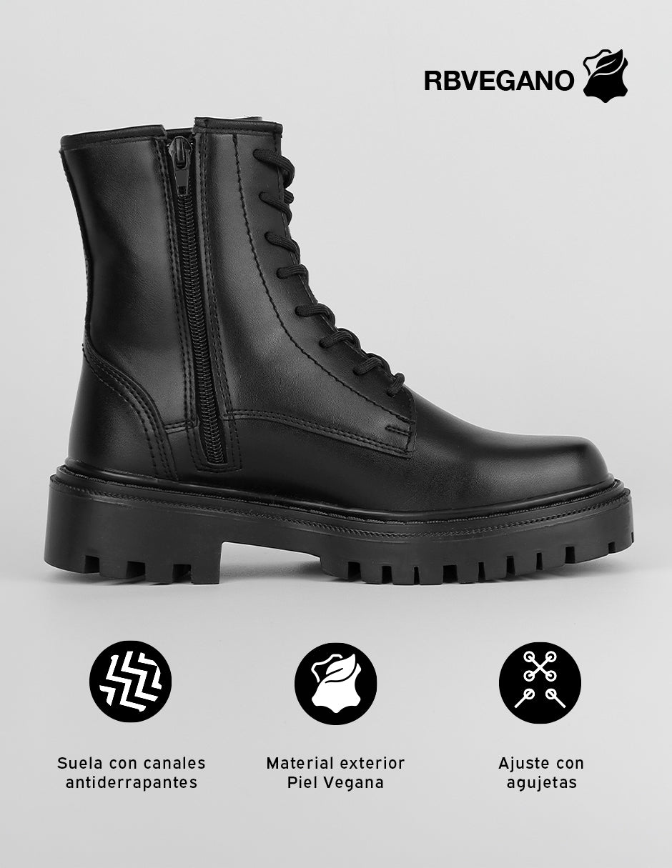 Botas casuales Bike en Piel vegana – Negro