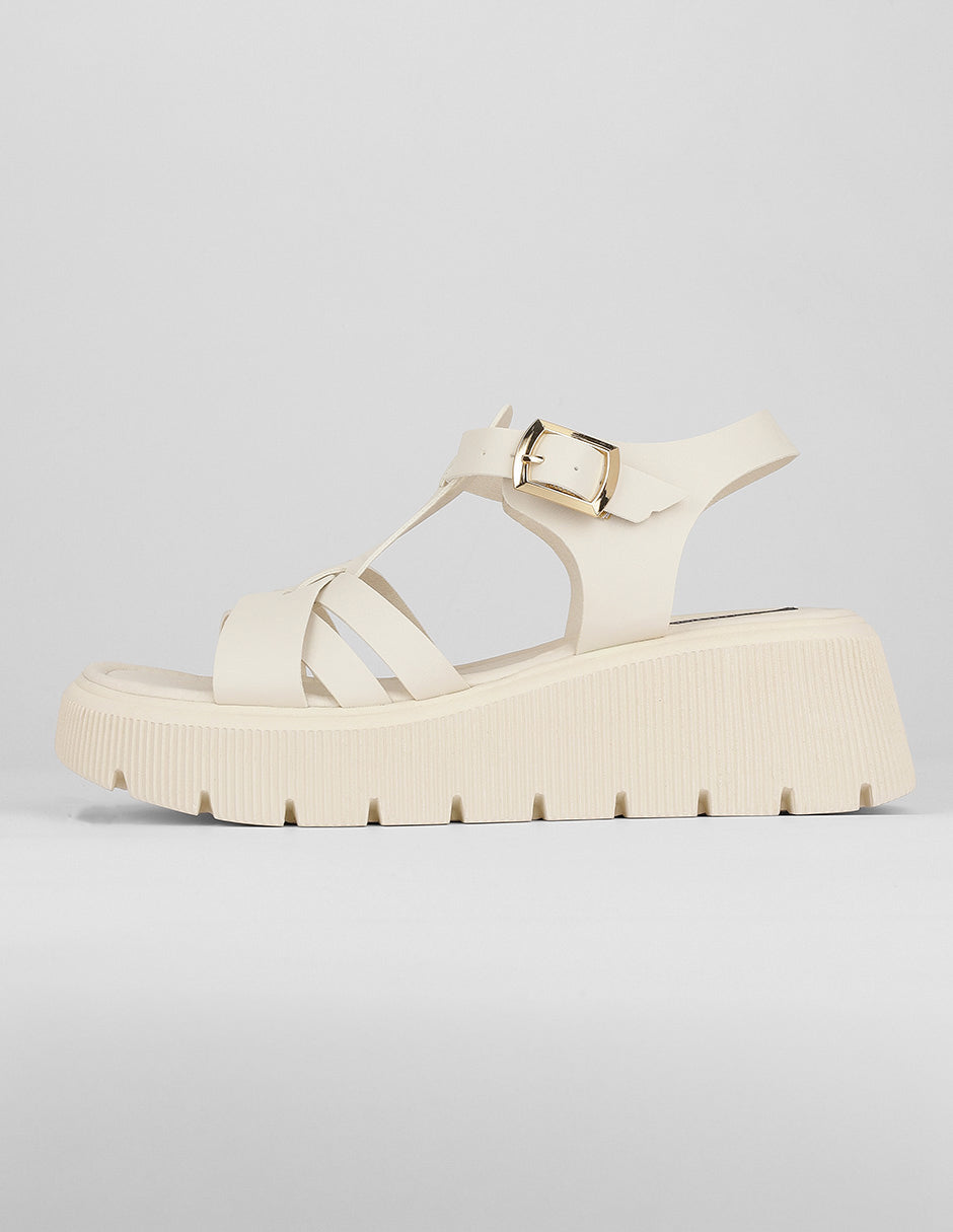 Sandalias con plataforma Exterior Piel vegana Color Beige Para Mujer De RBCOLLECTION