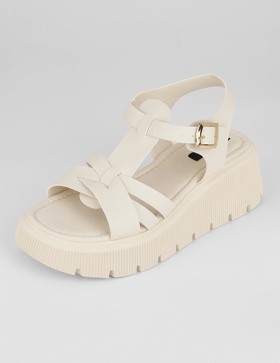 Sandalias con plataforma Brit en Piel vegana – Beige