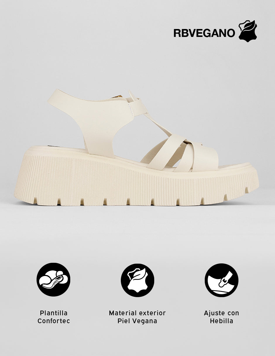 Sandalias con plataforma Brit en Piel vegana – Beige