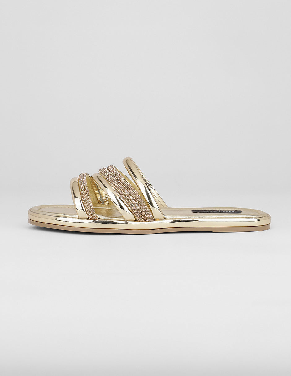 Sandalias de piso Exterior Sintético Color Dorado Para Mujer De RBCOLLECTION