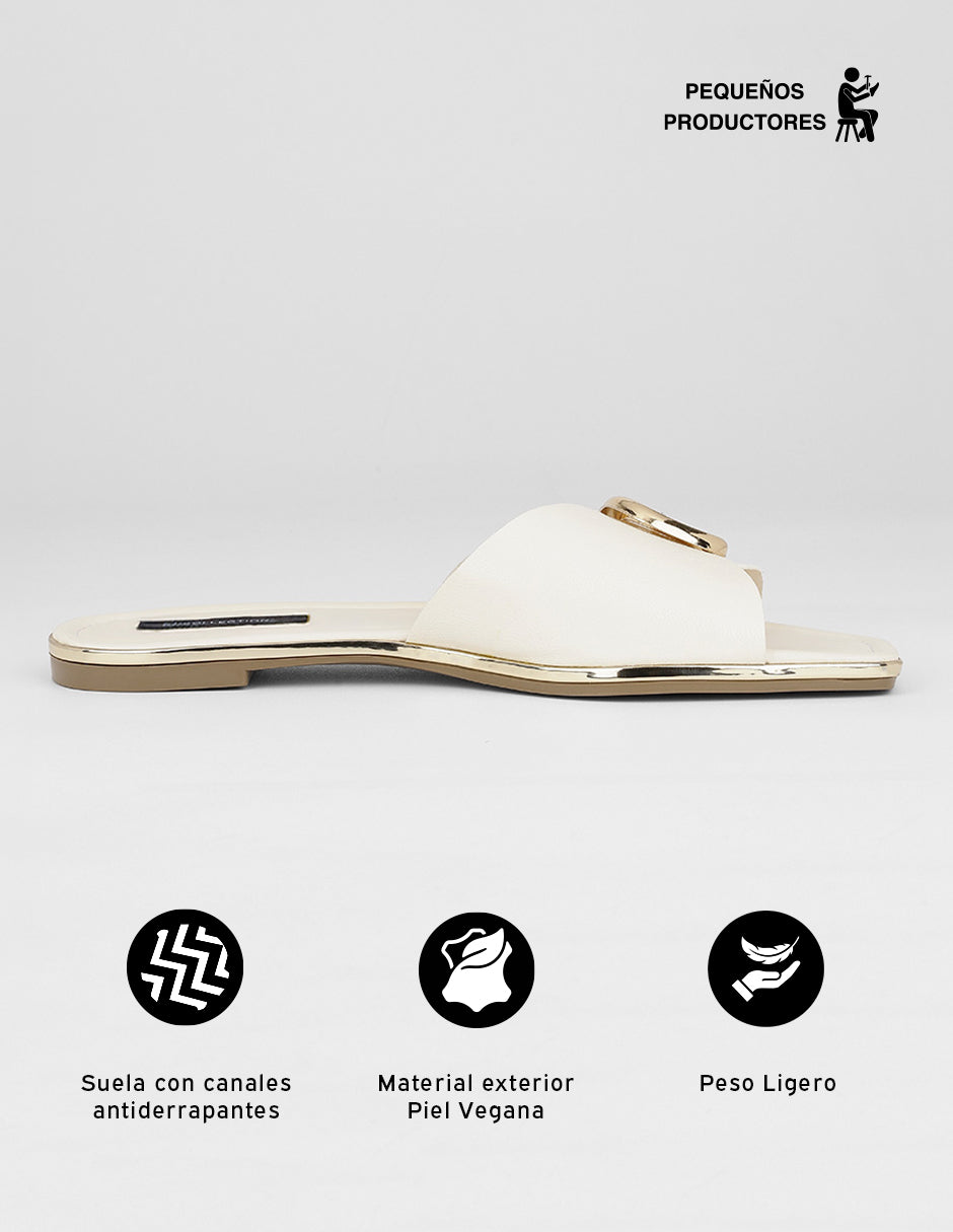Sandalias de piso Soft en Piel vegana – Beige