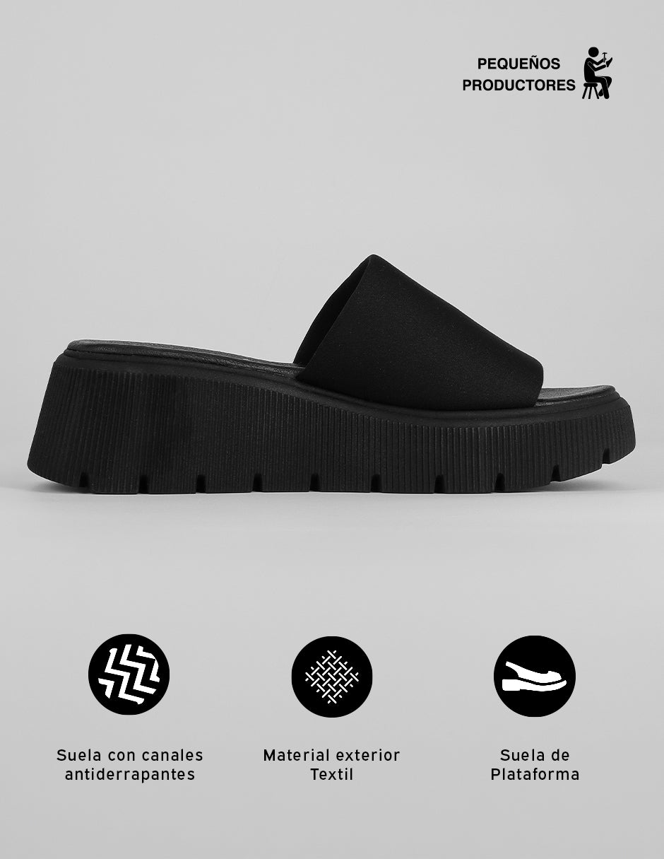 Sandalias con plataforma Brit en Textil – Negro