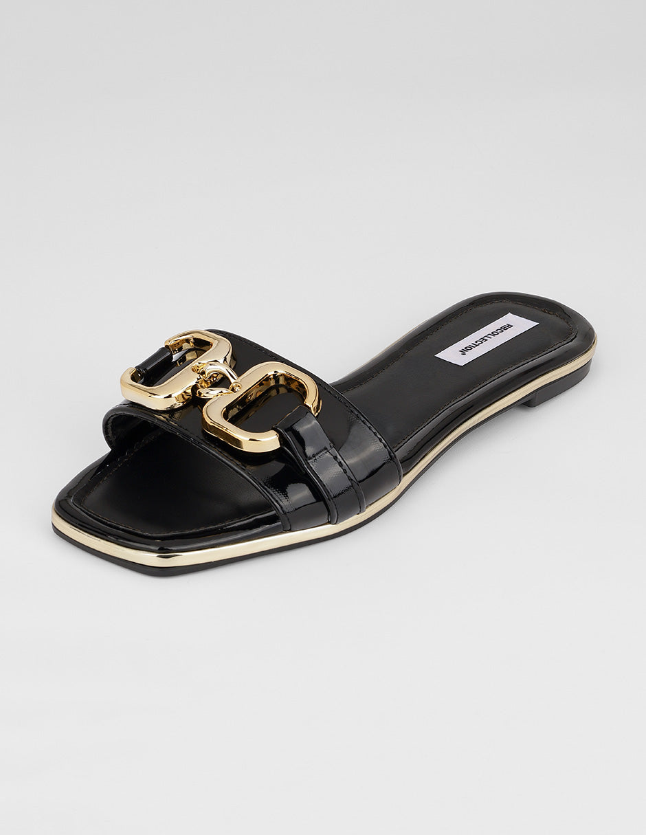 Sandalias de piso Soft en Charol – Negro