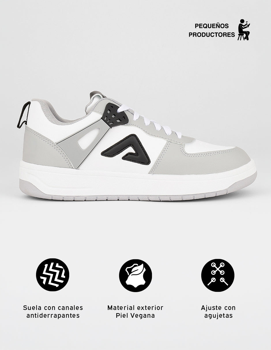 Tenis con cordones  Agle en Piel vegana – Blanco