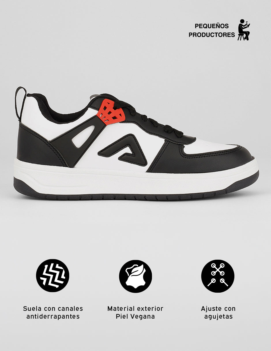Tenis con cordones  Agle en Piel vegana – Negro