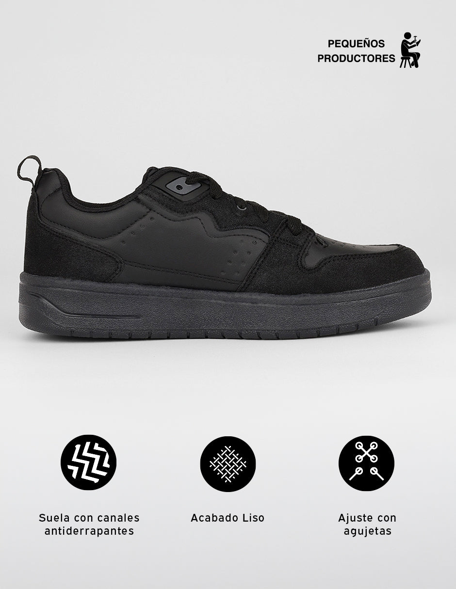 Tenis con cordones  Agle en Piel vegana – Negro
