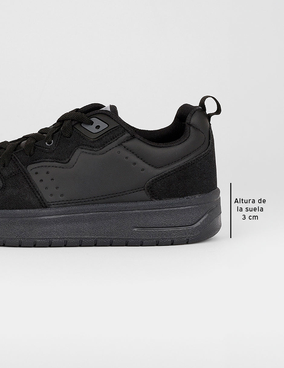 Tenis con cordones  Agle en Piel vegana – Negro