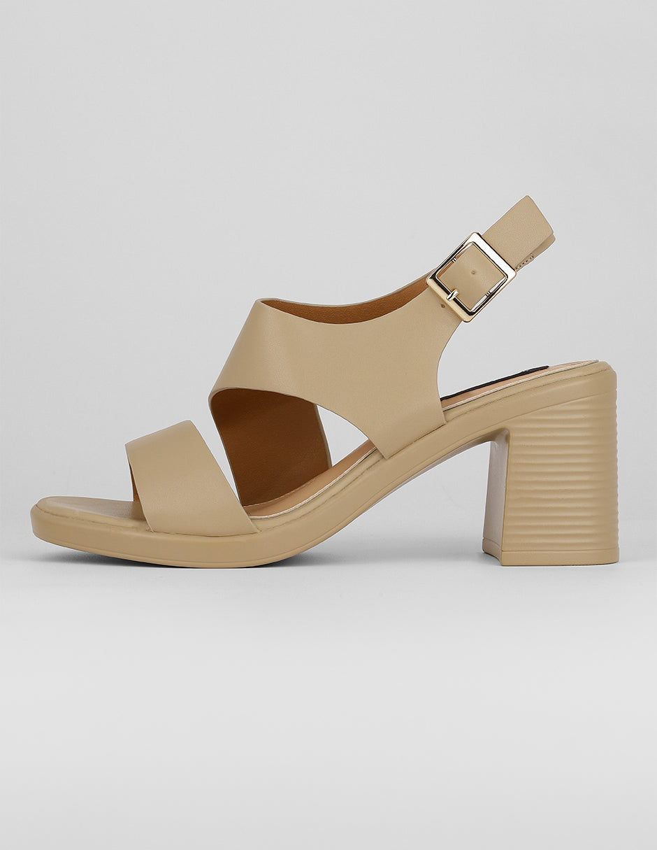 Sandalia con tacón Exterior Sintético Color Beige Para Mujer De RBCOLLECTION