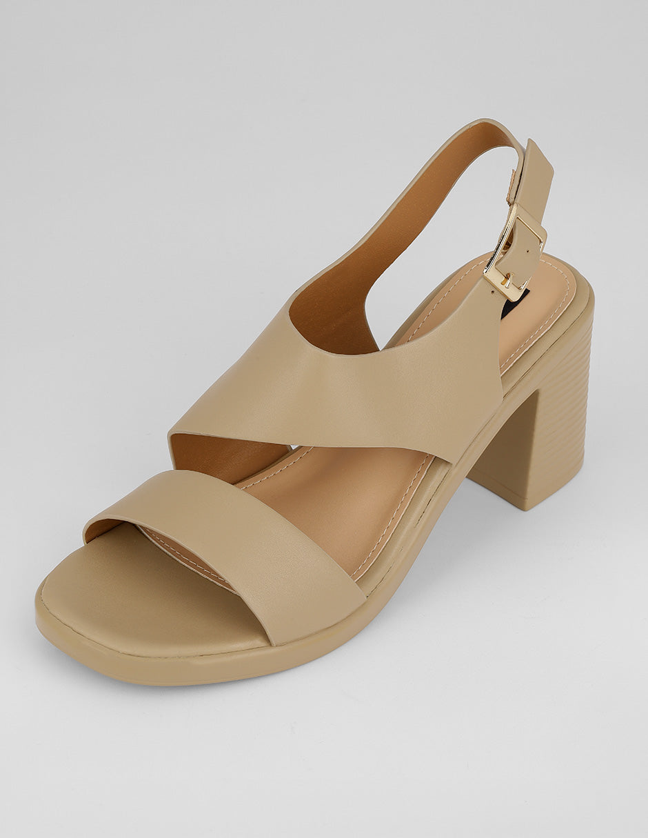 Sandalia con tacón Nevada en Sintético – Beige