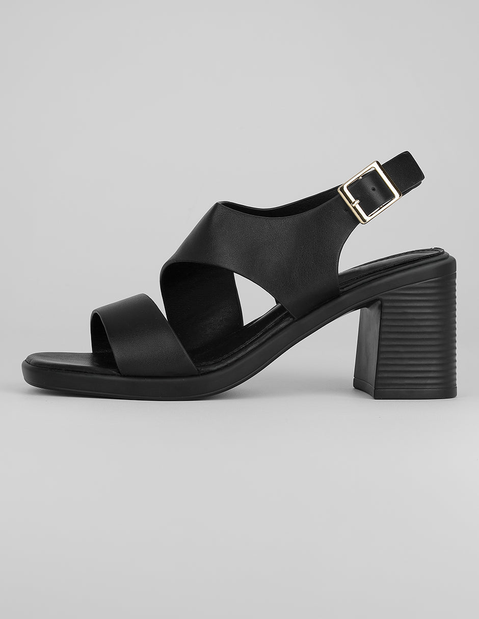 Sandalia con tacón Exterior Sintético Color Negro Para Mujer De RBCOLLECTION