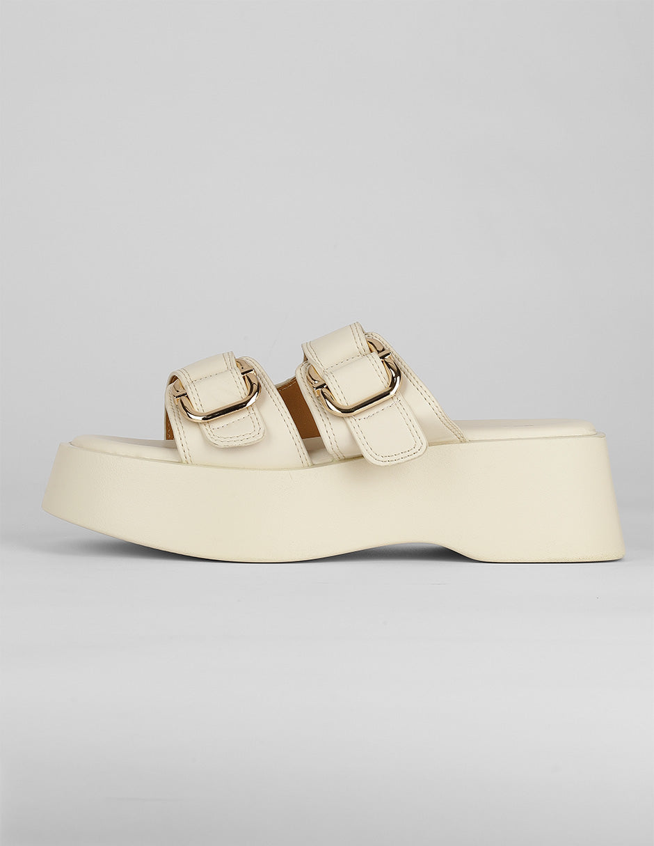 Sandalias con plataforma Exterior Piel vegana Color Beige Para Mujer De RBCOLLECTION