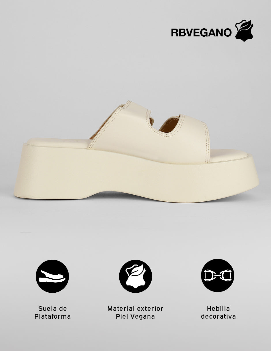 Sandalias con plataforma Yuri en Piel vegana – Beige