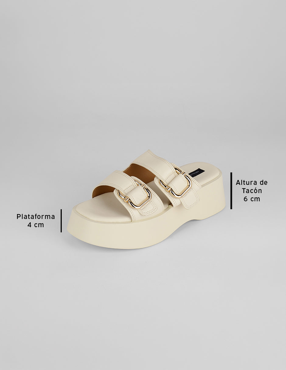Sandalias con plataforma Yuri en Piel vegana – Beige