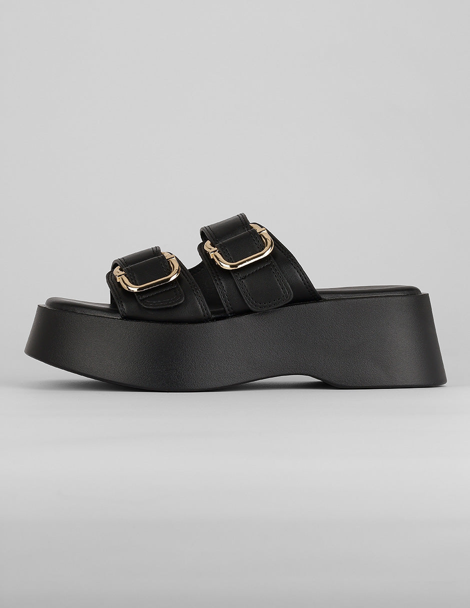 Sandalias con plataforma Exterior Piel vegana Color Negro Para Mujer De RBCOLLECTION