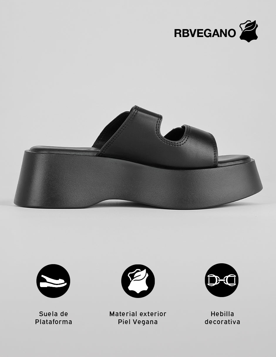 Sandalias con plataforma Yuri en Piel vegana – Negro