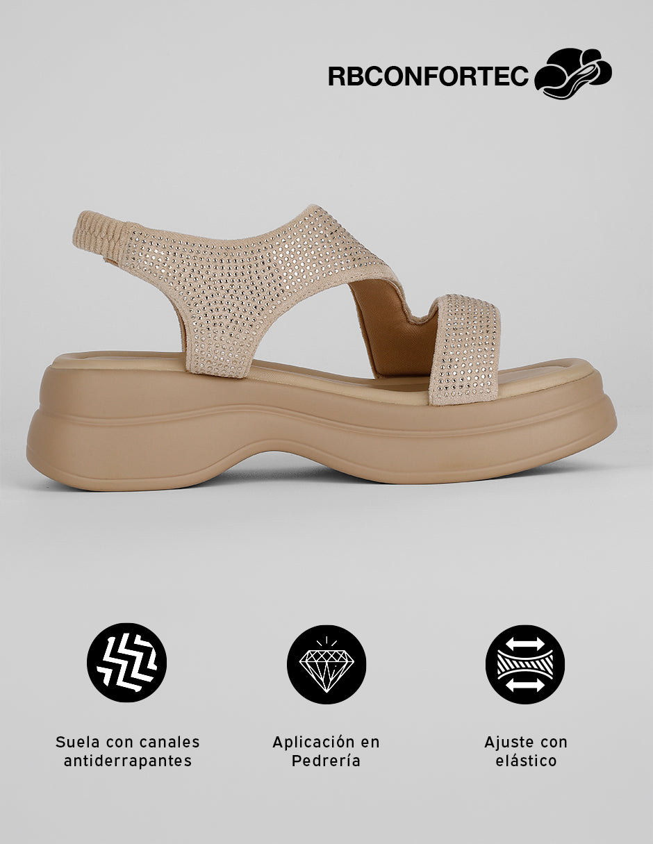 Sandalias de piso Comfy en Sintético – Beige
