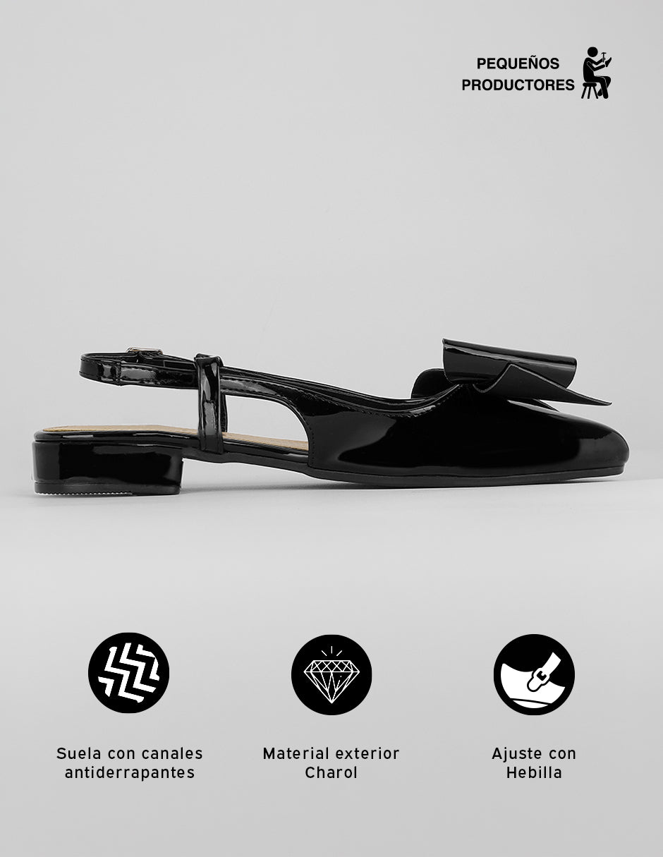 Flats clásicas Doll en Charol – Negro