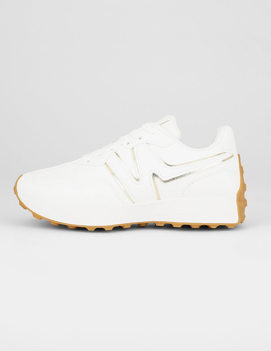 Tenis con cordones Exterior Piel vegana Color Blanco Para Mujer De RBCOLLECTION