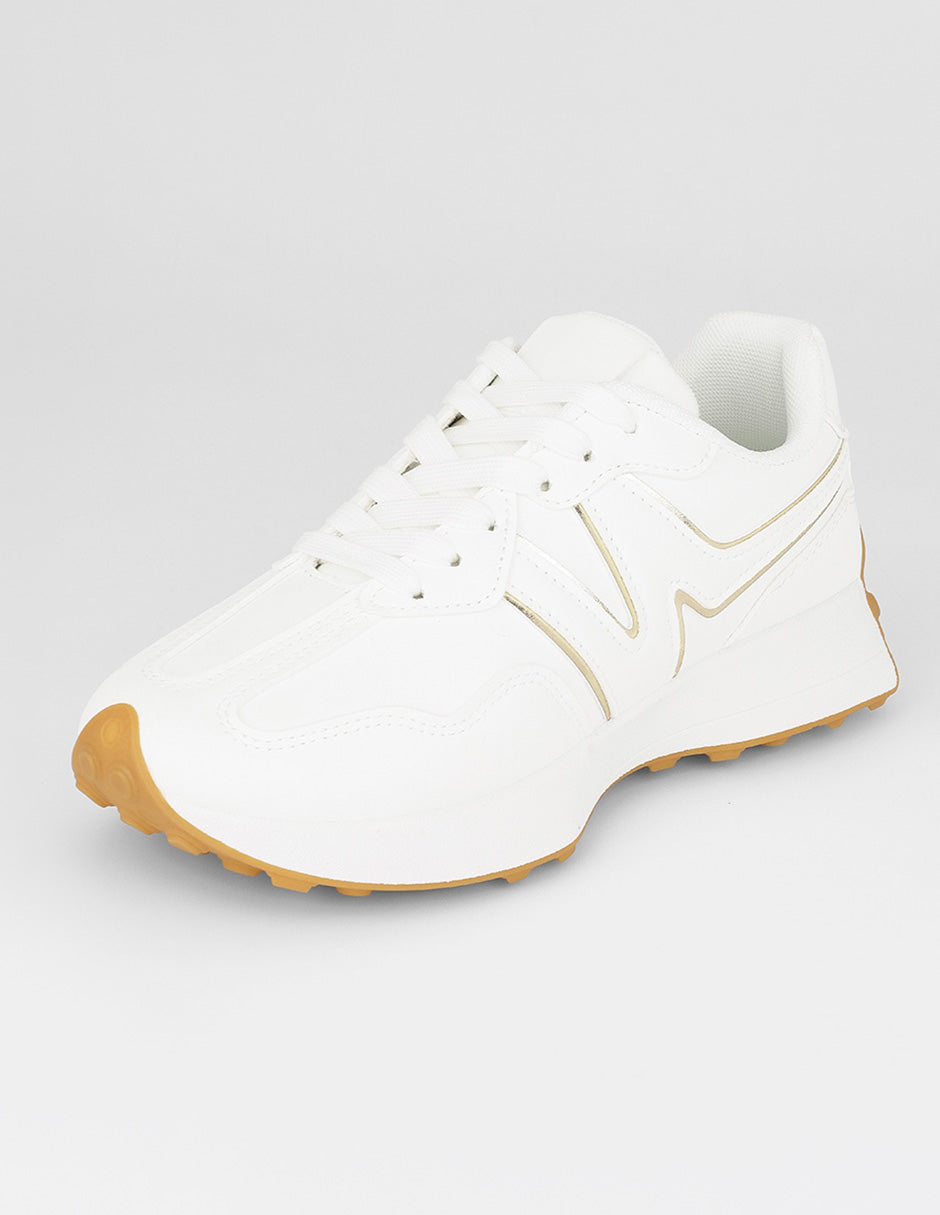 Tenis con cordones  Highline en Piel vegana – Blanco