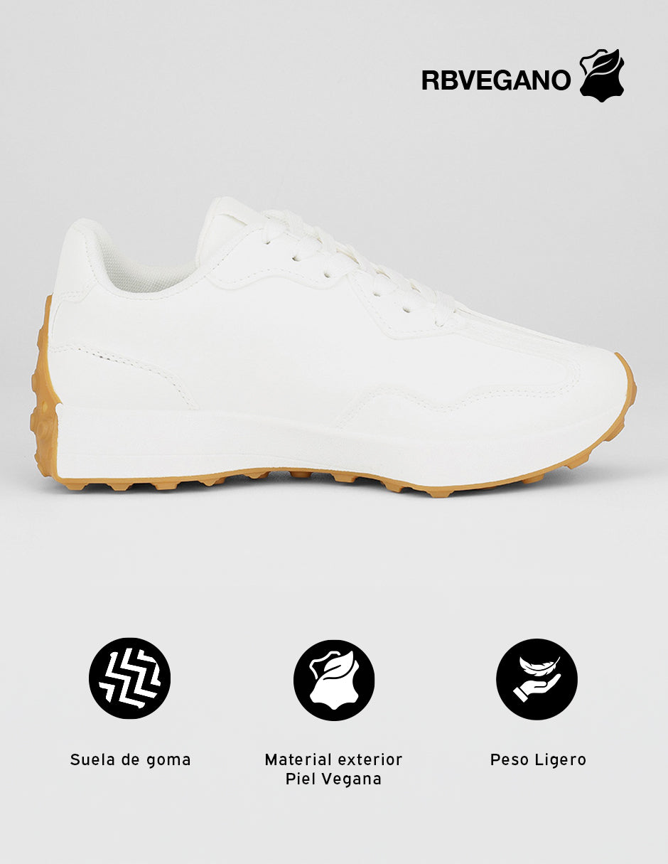Tenis con cordones  Highline en Piel vegana – Blanco