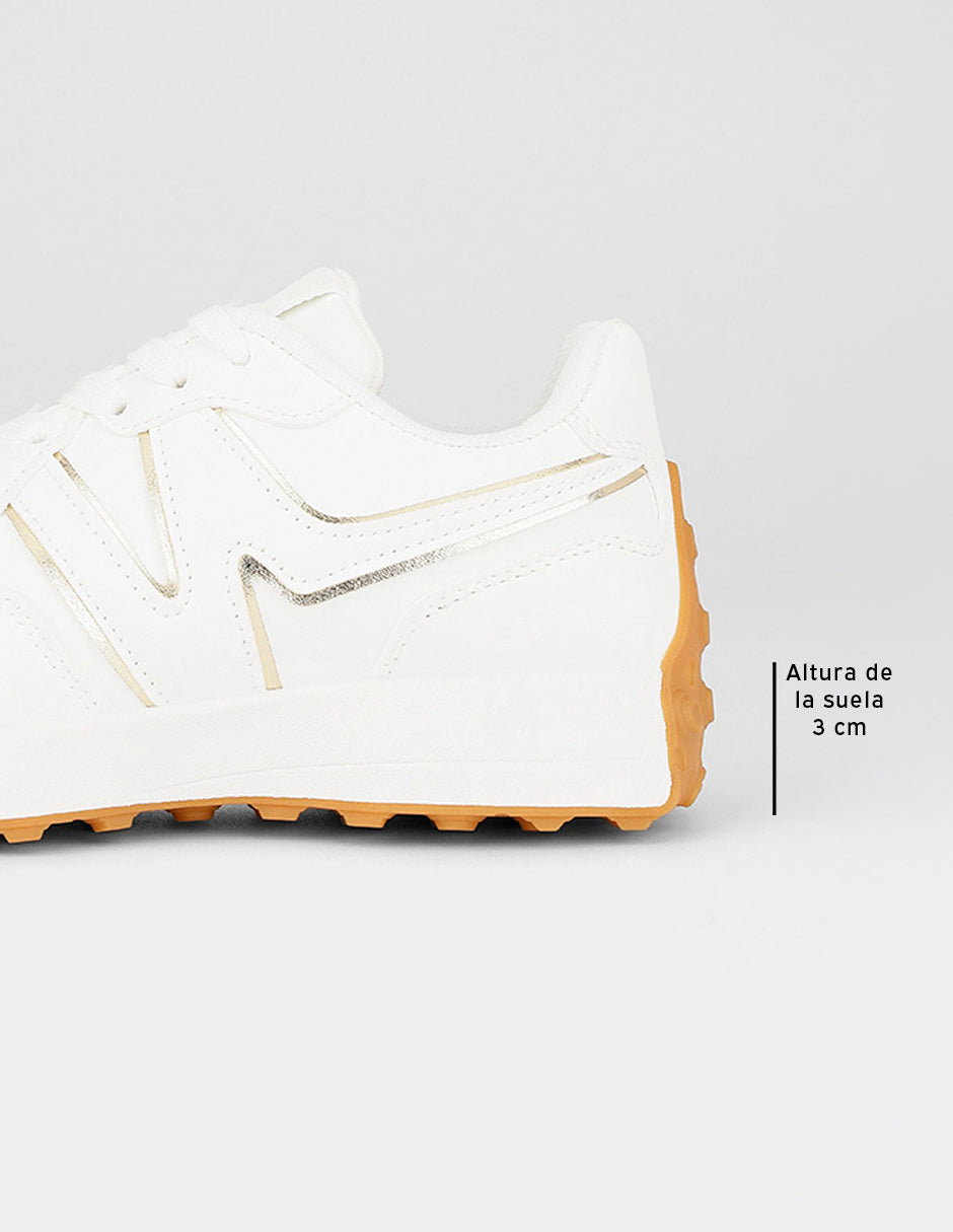 Tenis con cordones  Highline en Piel vegana – Blanco