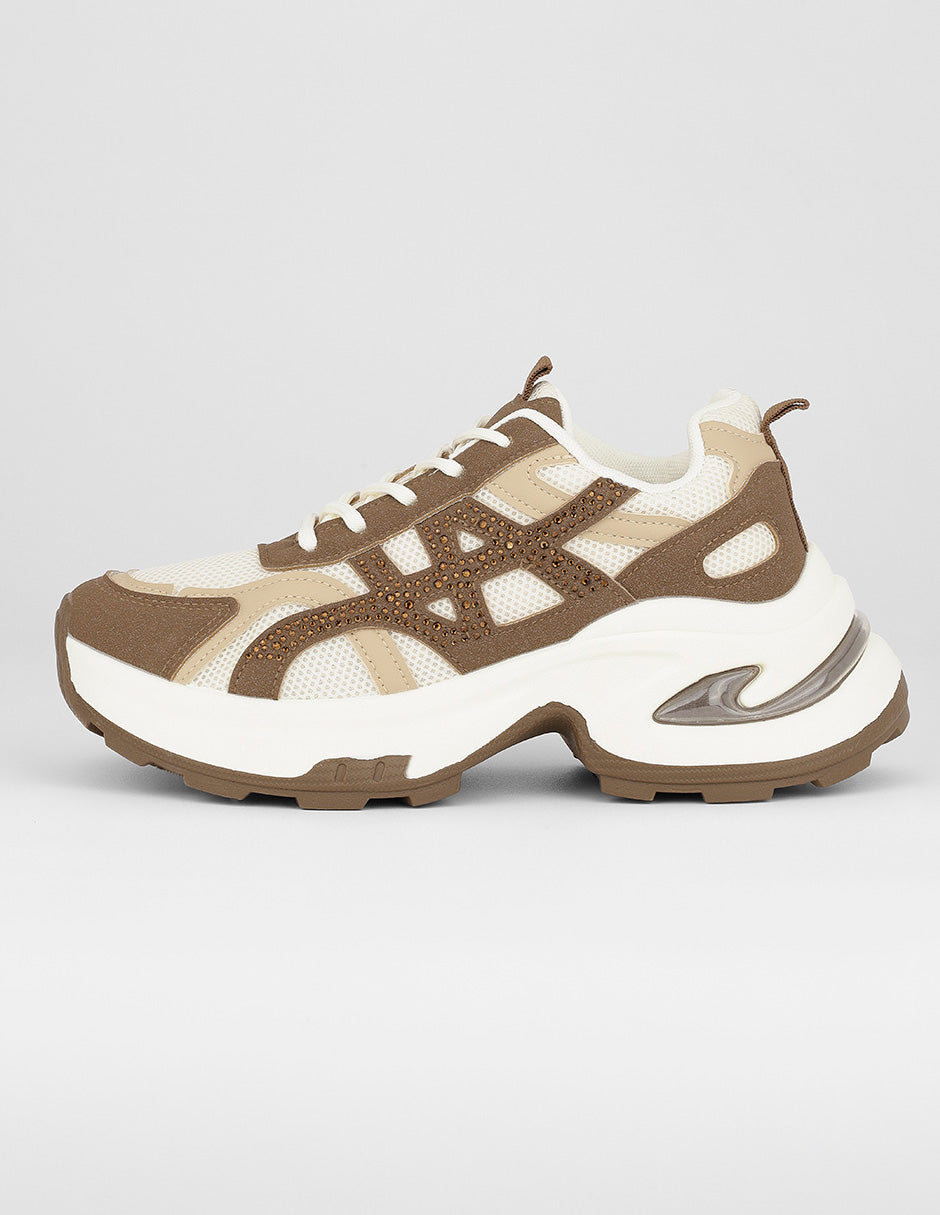 Tenis tipo deportivo Exterior Textil Color Café Para Mujer De RBCOLLECTION