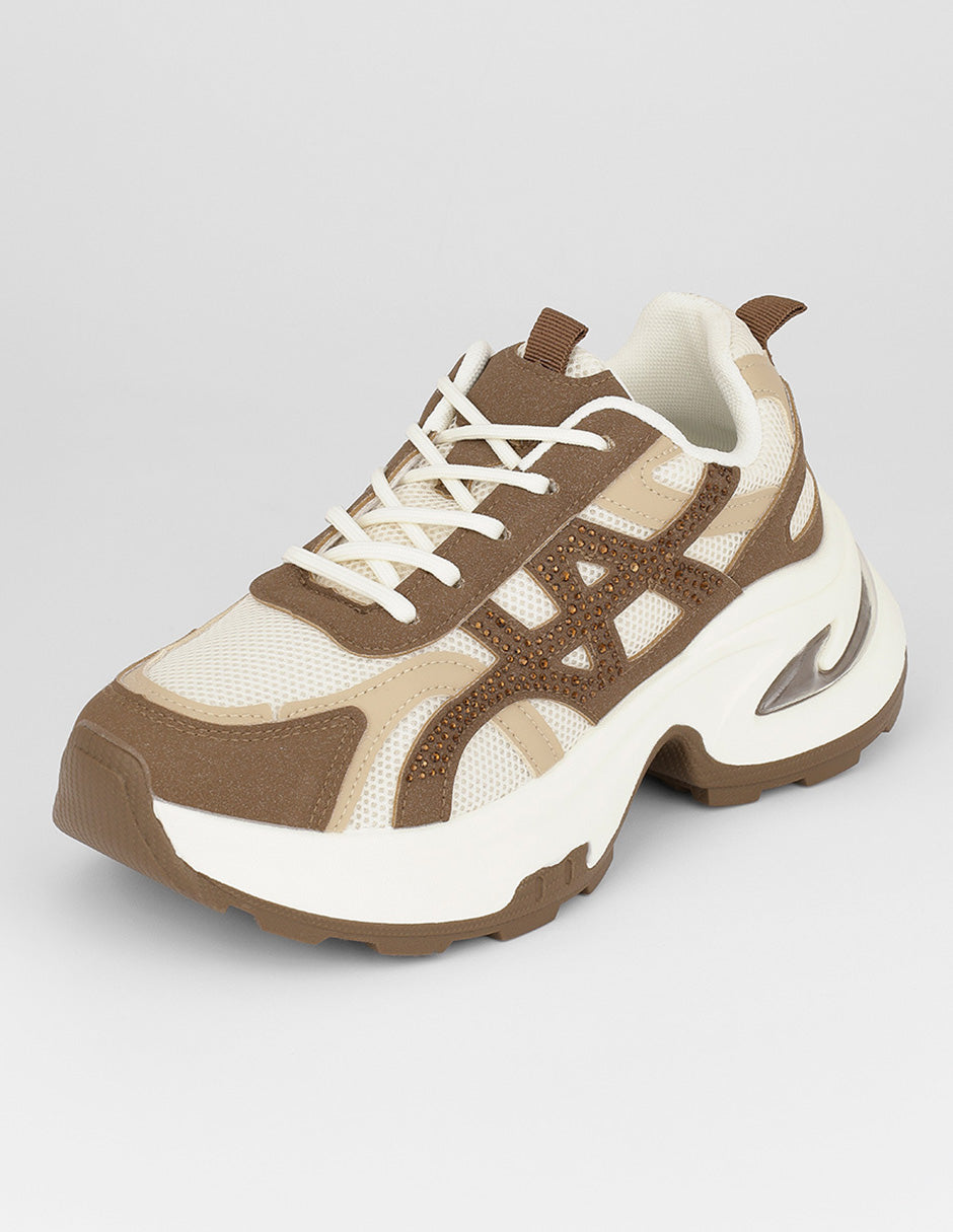 Tenis tipo deportivo  Highline en Textil – Café