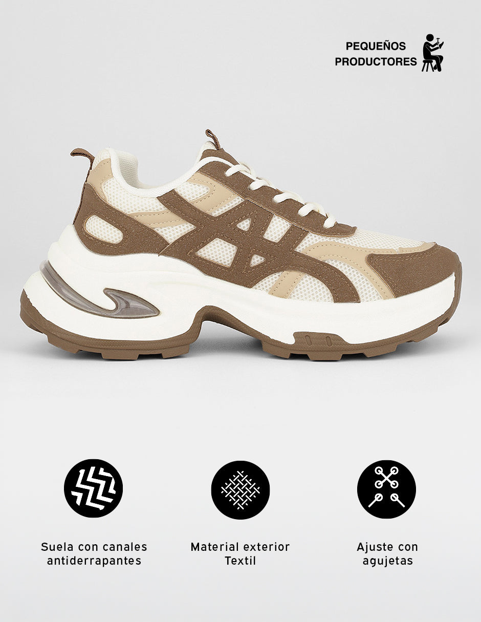 Tenis tipo deportivo  Highline en Textil – Café