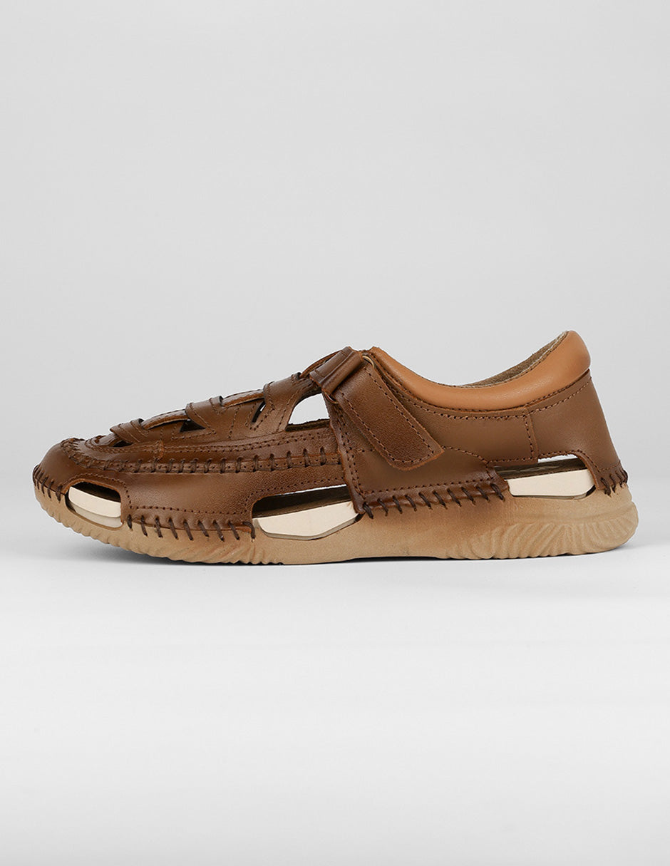 Sandalias de piso Exterior Piel Color Café Para Mujer De RBCOLLECTION