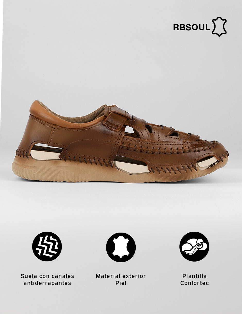 Sandalias de piso Hand made en Piel – Café