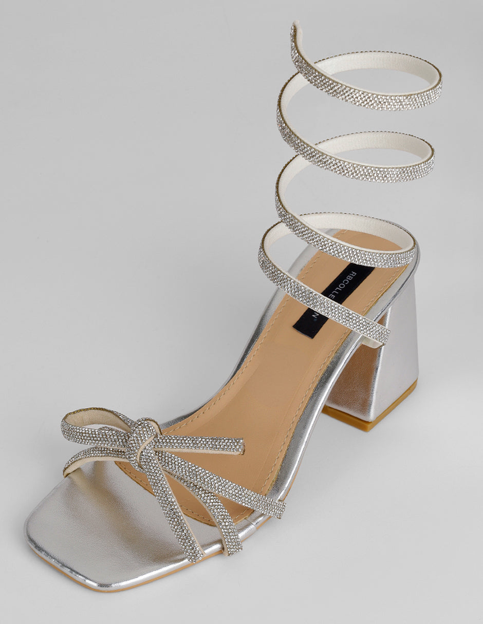 Sandalia con tacón Glowm en Sintético – Plata